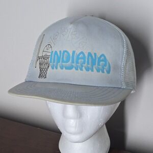 Vintage INDIANA HOOSIERS Snapback Hat Mesh Trucker 80s Distressed